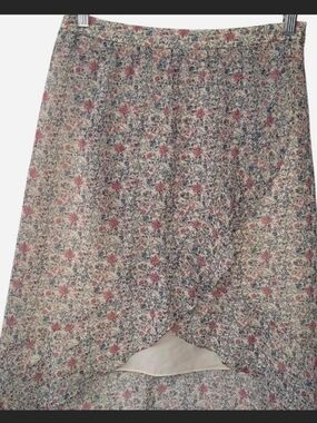 Madewell Hi-Low Floral Wrap Midi Skirt - Pink Floral With Ruffled Hem Size 4